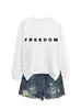 Libertad Amazon Ebay Estación Independiente Casual Simple Mujer Otoño e Invierno Nuevo Sudadera Ropa Interior Cruzada