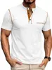 Estación Independiente Hombres Europeos y Americanos Espiga Bloque de Color Casual Deportivo Tallas Grandes Cuello Henley Transpirable Secado Rápido Manga Corta Camisa POLO