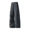 Calça Casual Masculina Outono Exterior Soft Shell Perna Reta À Prova de Vento Impermeável Calça Adolescente Solta Multi-Bolsos Lisa Calça Cargo