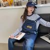 Pantalones de mezclilla con tirantes para niña 2025 Nuevo vestido de otoño para hombres pequeños Estilo occidental Pantalones holgados de pierna ancha para niños grandes Sudadera de primavera y otoño