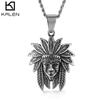 Fábrica Direta Novo Retro Indian Chief Titanium Aço Colar Colar Masculino Moda Personalidade Pingente