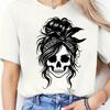 Moda Bonito Cabeça de Caveira Estampa Novidade Novo Feminino Gola Redonda Casual Esportivo Confortável