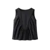 Comércio Exterior Transfronteiriço Primavera e Verão 2025 Nova Roupa Feminina Moda Europeia e Americana Simples Versátil Cor Sólida Sem Mangas Plissado Top Colete