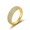 Moda transfronteriza anillo redondo simple micro-incrustado de circonita para mujer cobre chapado en oro temperamento de lujo ligero europeo y americano fabricantes venta al por mayor