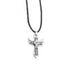 Alas de Ángel Oscuro Europeas y Americanas Collar de Cruz de Tres Capas Colgante de Diamantes de Imitación Brillantes con Cruz de Diamantes Collar Hip-hop