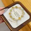 Pulsera de Calabaza de Cristal Amarillo Natural para Mujer, Círculo Único, Diseño de Nicho de Moda, Regalo Sencillo para Novia