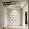 Painel Decorativo de Gesso Côncavo-Convexo Minimalista Moderno para Entrada com Padrão de Colmeia, Painel de Parede de Gesso Retardante de Chama Reforçado com Fibra de Vidro