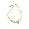 Pulsera de jade Hetian de amor Pulsera de doble capa de oro de 14K de alta calidad y lujo ligero para mujer 2022