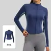 Directo de fábrica, disponible dropshipping: ropa de yoga, chaqueta atlética de manga larga ajustada para primavera/otoño, para correr y fitness, con cuello alto