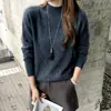 Suéter de Tricô Escovado Peça Única Sem Costura para Mulheres, Gola Meia-Alta, Manga Longa, Novo Estilo Outono/Inverno, Quente, Amigo da Pele, Camada Base Pulôver