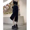 Falda de Mezclilla Tencel con Abertura Lateral Figura de Pera para Mujer Verano Delgada Talla Grande Cubre Carne Longitud Media Falda de Mezclilla Tencel Línea A