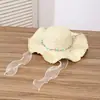 Chapéu de Palha de Verão para Mulheres com Fita, Chapéu de Palha Trançado da Moda, Chapéu de Sol Estilo Férias, Chapéu de Sol de Praia, Chapéu de Proteção Solar, Atacado