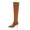 Botas de Tacón Alto Hasta la Rodilla para Mujer, Nuevo Modelo 2026, Botas Cómodas de Tacón Fino Apilado, Forradas de Felpa, Fruncidas, de Caña Alta
