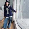 Moletom de Outono para Meninas 2025 Nova Moda Jaqueta Xale com Letras para Crianças Mais Velhas Top Casual Tendência Transfronteiriça