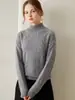 Suéter Grueso de Cachemira de Tres Capas para Mujer Otoño/Invierno 2026, Cuello Alto Medio, Tejido de Punto Trenzado Holgado, Suéter Básico Jersey de Lana de Cabra Color Sólido