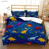 Exportación Transfronteriza Juego de Cama Tres Piezas Dibujos Animados Lindo Dinosaurio Impresión Digital 3D Sábanas Funda Nórdica Dropshipping