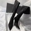 Botas de Salto Alto Apontadas Versáteis Estilo Francês Acima do Joelho para Mulheres, Modelos de Outono e Inverno, Botas Finas Retro Petite