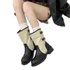 Botas Casuais de Meia-Cança Estilo Britânico Patchwork Retrô com Fivela Femininas 2026 Outono Novas Botas Curtas Confortáveis Bico Redondo Botas Martin
