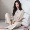 Pijama de Modal para Mulheres Verão Sutiã Embutido Doce Fofo Manga Curta Calça Longa Conjunto para Casa Suporta Dropshipping