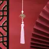Accesorio de Borla para Abanico de Bambú Verde de 8 cm, Adorno de Borla para Abanico de Estilo Chino Tradicional, Decoración de Colgante Hecho a Mano para Teléfono