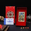 Tarjeta de Oro del Dios de la Riqueza de Cinco Direcciones con Estatua de Buda Dorada, Ocho Dioses Guardianes, Tarjeta de Oro, Pegatina para Teléfono Móvil, Caja de Regalo, Amuleto de Oración