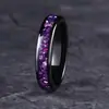 Anillo de Acero Inoxidable con Flor de Ópalo Morado Personalizado de Moda de Venta Caliente Transfronteriza 4mm Floral Negro Morado