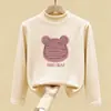 Roupa Térmica Infantil Outono e Inverno para Bebês com Gola Alta Quente Roupa de Baixo Camiseta de Manga Longa Outono para Meninas