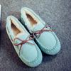 Zapatos de lana tipo pea para otoño e invierno, Zapatos de algodón de lana forrados de vellón para mujer, Zapatos planos de cuero genuino, Zapatos cálidos tipo slip-on para mujeres embarazadas y madres, Zapatos tipo cuchara