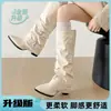 Botas Femininas 2026 Outono Novo Estilo Bico Fino Fivela Emagrecedora Botas Longas de Salto Bloco com Design Estiloso Botas de Montaria de Cano Alto