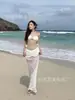 Bikini de Isla Nuevo Estilo 2026 para Mujer, Conjunto de Tres Piezas sin Tirantes con Falda, Traje de Baño Sexy Estilo Vacacional para Busto Pequeño