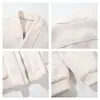 Jaqueta de lã leve de luxo para o dia a dia, novo modelo de outono, gola alta, zíper oculto, caimento solto, jaqueta curta casual simples