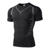 Verão Secagem Rápida Respirável Elástico Novo Top de Compressão Masculino Camiseta Justa de Manga Curta Roupa de Treinamento Fitness Camiseta de Manga Curta Masculina