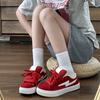 Tênis vintage de nicho vermelho para mulheres, calçados esportivos casuais da moda primavera 2025, calçados de lona para todos os gostos