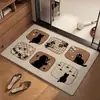 Tapete de chão de lama de diatomáceas, tapete de banheiro estilo cartoon Maillard, absorvente de água e antiderrapante, tapete macio para entrada de banheiro em casa