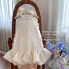 Blue Town Vestido de Princesa Estilo Coreano para Niñas Verano Cuello Halter Moda Vestido de Plumas Perlas Cuello Halter