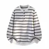 2026 Transfronterizo Otoño/Invierno Nuevo Suéter de Punto con Cuello Redondo a Rayas para Hombre Moda Juvenil Camisa Básica Casual