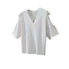 Camiseta Base de Manga Larga Hueca de Hombros Caídos Estilo Coreano Nueva y Elegante para Mujer Talla Grande, Suave y Lujosa, Corte Holgado Adelgazante
