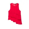Para Comercio Exterior Transfronterizo Europeo y Americano Ropa de Mujer Verano 2026 Nuevo Color Sólido Sin Mangas Cuello Redondo Asimétrico Decorativo en Capas Top
