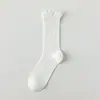 Meias de Seda Brancas para Mulheres, Malha Fina de Verão Meia-Panturrilha Estilo Ballet Meias Fofas com Renda e Babados Combinadas com Sapatos Pequenos de Couro