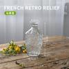 Minijarrón de cristal con relieve vintage de estilo francés, transparente, hidropónico, para escritorio, decoración.