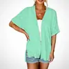 Cardigan Corto de Manga Corta Casual de Color Sólido para Mujer, Nuevo Transfronterizo Europeo y Americano, Otoño/Invierno 2026, Amazon Wish