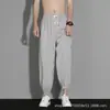 Pantalones de aire acondicionado exclusivos de seda helada transfronterizos, finos, talla grande para hombre, holgados, transpirables, de secado rápido, casuales, de pierna recta, estilo jogger, largos
