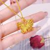 Tienda de oro con colgante de mariposa de seda de oro antiguo, cadena para clavícula, collar Zhuang Zhou Meng mariposa, colgante de alta gama para mujer