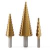Conjunto de 6 Peças de Brocas Pagode Banhadas a Titânio para Marcenaria, Incluindo Brocas Pagode para Abertura de Furos, Alargamento e Abertura de Ranhuras em um Conjunto em Caixa de Plástico