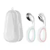 Juego de Dos Piezas de Cuchara y Tenedor de Acero Inoxidable 316 Transfronterizo Cuchara para Comida de Bebé Cuchara para Comer de Mango Corto para Entrenamiento Independiente de Bebé