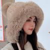 Estilo coreano Doce Bonito Fur Ball Proteção Auricular Quente Malha Lei Feng Cap Internet Popular Outono e Inverno Pele Plush Lã Cold Cap