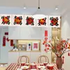 Cortina para Área de Jantar Ano do Cavalo de Ano Novo Cortina para Porta de Cozinha Cortina Curta Bandeira de Decoração de Loja de Restaurante Cortina Pendurada com Caligrafia