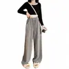 Pantalones Casuales de Pierna Ancha con Forro Polar de Corte Holgado para Mujer, Nuevos Pantalones Casuales de Invierno/Otoño de Cintura Alta Adelgazantes de Longitud Completa