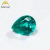 Anel de pedra preciosa artificial Wuzhou Paraíba nano em formato de gota de pera, superfície pontiaguda, pedra sem lapidação no fundo, preço de atacado direto da fábrica