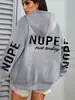 No, Hoy No. Sudadera con Estampado de Letras Artísticas para Mujer, Sudadera Holgada de Lana con Bolsillo a Juego